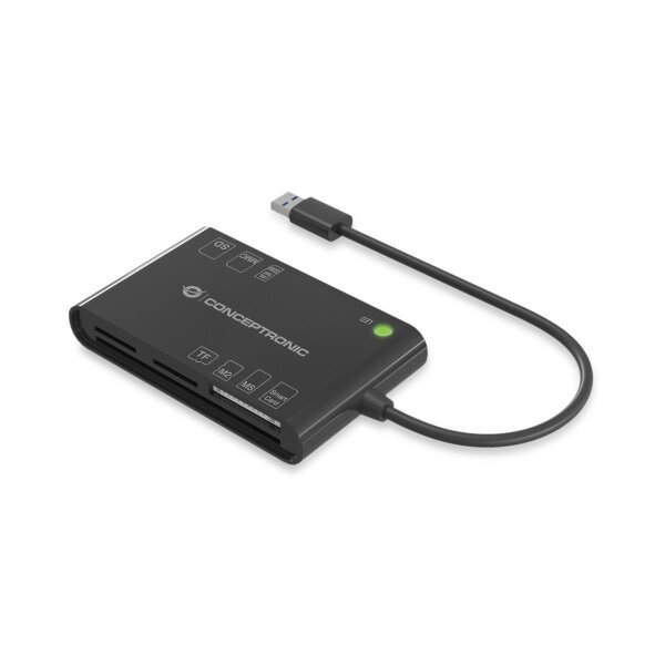 Conceptronic BIAN All-in-One Smart-ID Kartenleser, USB 3.2 Gen 1 (3.1 Gen 1), Schwarz, 26 g