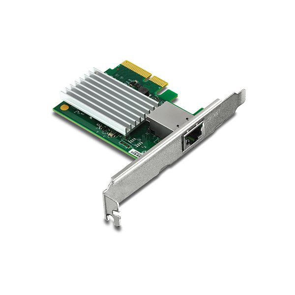 TRENDnet TEG-10GECTX, Eingebaut, Kabelgebunden, PCI Express, Ethernet, 10000 Mbit/s, Grün, Grau