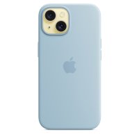 Apple iPhone 15 Silikon Case mit MagSafe – Hellblau, Cover, Apple, iPhone 15, 15,5 cm (6.1"), Hellblau