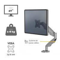 Fellowes Eppa 9683001, Klemme/Durchführung, 8 kg, 101,6 cm (40"), 100 x 100 mm, Höhenverstellung, Silber