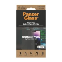 PanzerGlass ® Privacy Displayschutz Apple iPhone 14 Pro Max | Classic Fit, Apple, Apple - iPhone 14 Pro Max, Trockene Anwendung, Kratzresistent, Schockresistent, Antibakteriell, Transparent, 1 Stück(e)