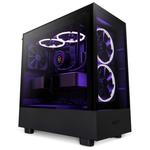 NZXT H5 Elite, Midi Tower, PC, Schwarz, Transparent, ATX, EATX, micro ATX, Mini-ITX, Glas, Stahl, 2x 140 mm