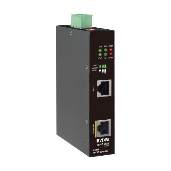 Tripp NPOEI-60W-1G, Gigabit Ethernet, 1000 Mbit/s, IEEE 802.3af, IEEE 802.3at, IEEE 802.3bt, Schwarz, Taiwan, 24 - 57 V