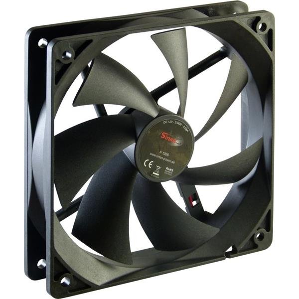 Inter-Tech F-120-S, Ventilator, 12 cm, 1200 RPM, 20 dB, 90,1 cfm, Schwarz