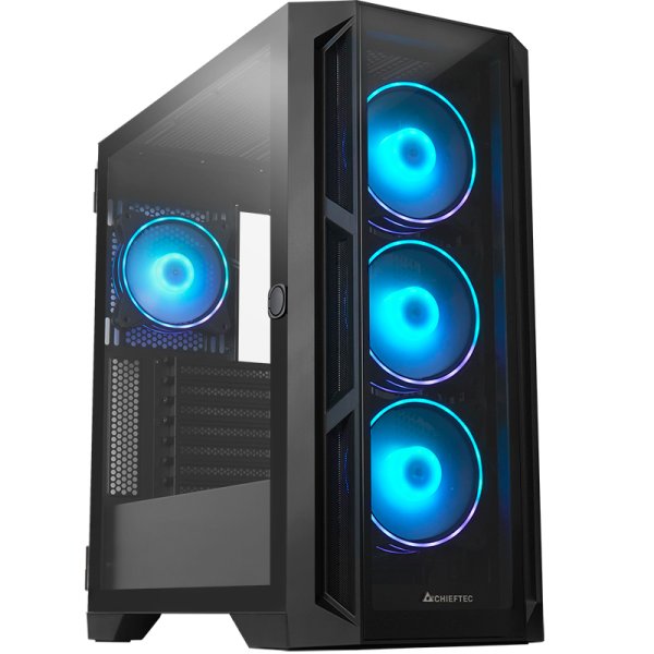 Chieftec APEX GA-01B-TG-OP ATX, Midi Tower, PC, Schwarz, ATX, EATX, ITX, micro ATX, Mini-ITX, SPCC, Gaming