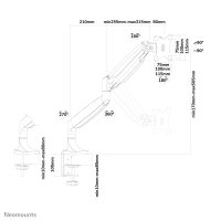 Neomounts Flachbild Tischhalterung, Klemme /Bolzen, 9 kg, 25,4 cm (10"), 81,3 cm (32"), 100 x 100 mm, Silber