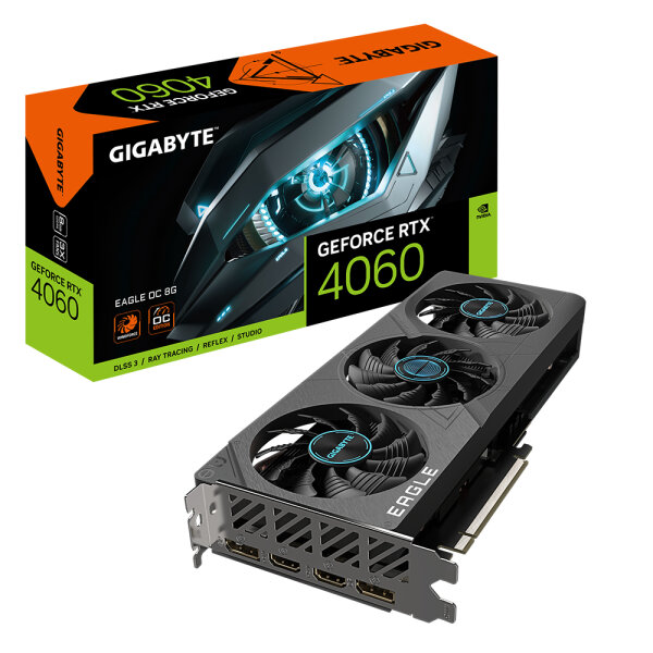 Gigabyte EAGLE GeForce RTX 4060 OC 8G, GeForce RTX 4060, 8 GB, GDDR6, 128 Bit, 7680 x 4320 Pixel, PCI Express 4.0