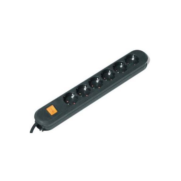 Bachmann SMART 6x Schuko H05VV-F 3G 1.50mm² 16A/3680W 3m, 3 m, Kunststoff, Schwarz, 6 AC-Ausgänge, 3680 W, 16 A