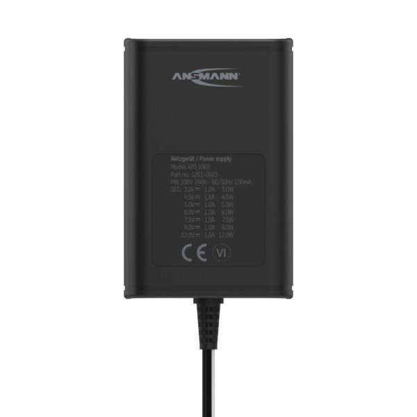 Ansmann 1201-0023, Universal, Drinnen, 100 - 240 V, 12 W, AC-an-DC, Schwarz