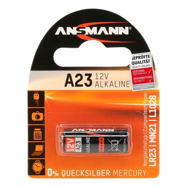 Ansmann A23, Einwegbatterie, AA, Alkali, 12 V, 1 Stück(e), Schwarz, Orange