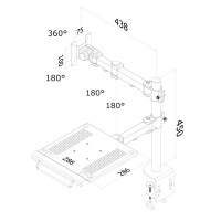 Neomounts Monitor-/Notebook -Tischhalterung, Klemme, 10 kg, 25,4 cm (10"), 68,6 cm (27"), 100 x 100 mm, Schwarz