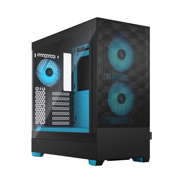 Fractal Design Pop Air, Tower, PC, Schwarz, Cyan, ATX, micro ATX, Mini-ITX, Stahl, Gehärtetes Glas, Multi