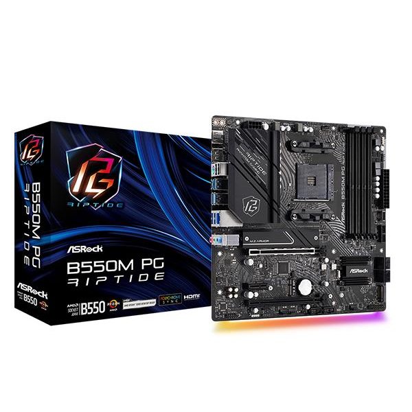 ASRock B550M PG Riptide, AMD, Socket AM4, AMD Ryzen™ 3, AMD Ryzen™ 5, AMD Ryzen™ 7, 3rd Generation AMD Ryzen™ 9, AMD Ryzen 9 5th Gen, DDR4-SDRAM, 128 GB, DIMM