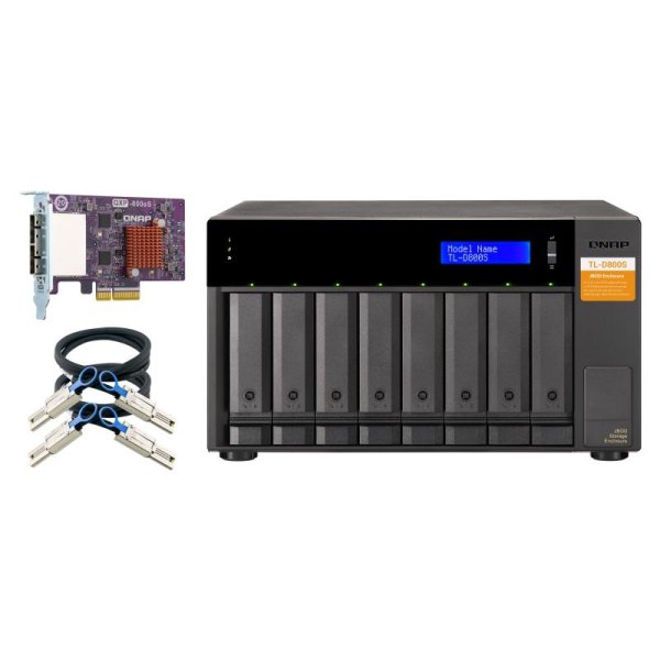 QNAP TL-D800S, HDD / SSD-Gehäuse, 2.5/3.5", Serial ATA II, Serial ATA III, 6 Gbit/s, Hot-Swap, Schwarz, Grau