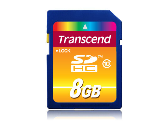 Transcend TS8GSDHC10, 8 GB, SDHC, Klasse 10, NAND, 30 MB/s, Schwarz