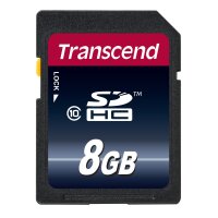 Transcend TS8GSDHC10, 8 GB, SDHC, Klasse 10, NAND, 30 MB/s, Schwarz