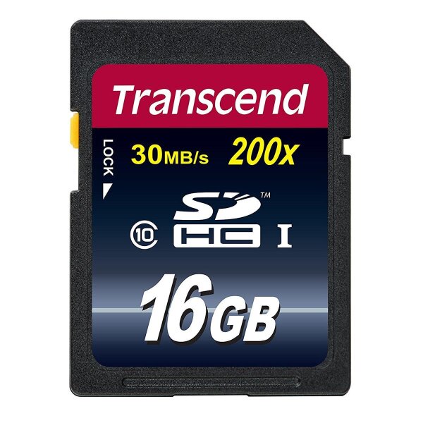 Transcend TS16GSDHC10, 16 GB, SDHC, Klasse 10, NAND, 30 MB/s, Schwarz