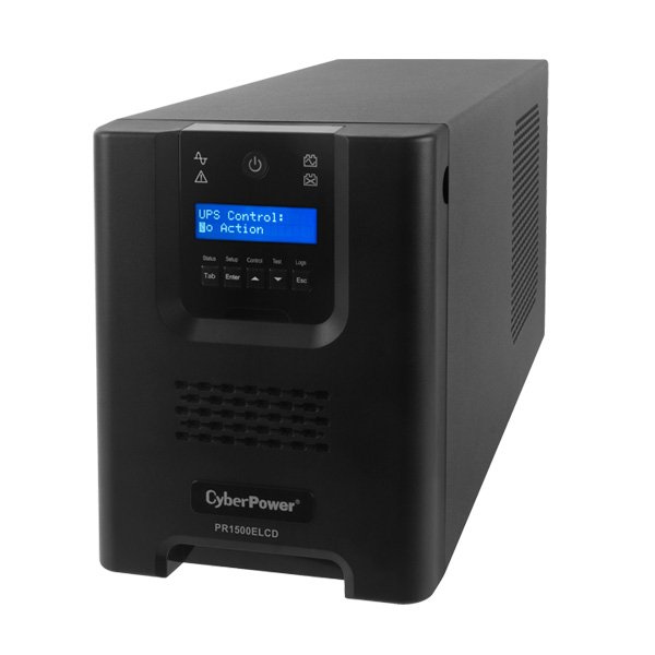 CyberPower Systems CyberPower PR1500ELCD Line-Interactive USV 1500VA/1350W Tower, Reine Sinsuwelle, AVR, LCD, Ausgang (8) IEC, RJ45 Lan Protection, RS232, USB (HID), EPO, Expansion Port für opt. Netzwerkkomunikation, Line-Interaktiv, 1,5 kVA, 1350 W, Rein