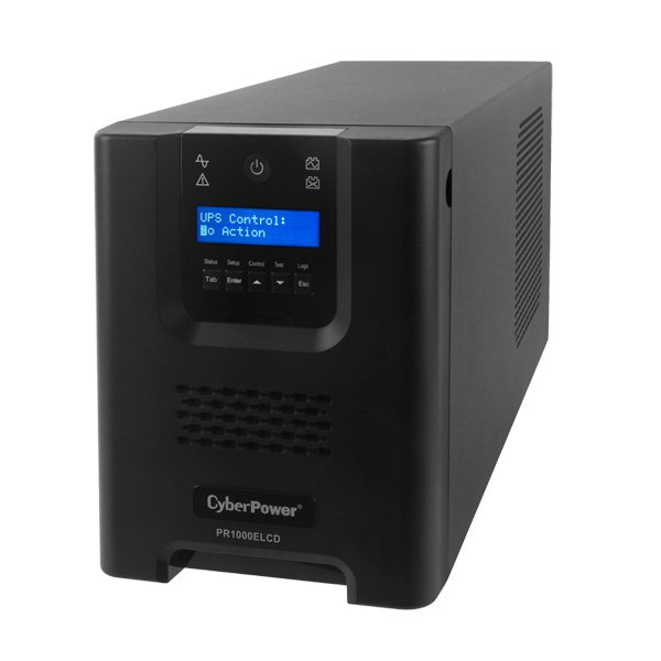 CyberPower Systems CyberPower PR1000ELCD Line-Interactive USV 1000VA/900W Tower, Reine Sinsuwelle, AVR, LCD, Ausgang (8) IEC, RJ45 Lan Protection, RS232, USB (HID), EPO, Expansion Port für opt. Netzwerkkomunikation, Line-Interaktiv, 1 kVA, 900 W, Reiner S