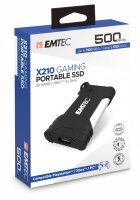 EMTEC X210G, 500 GB, USB Typ-C, 3.2 Gen 2 (3.1 Gen 2), 1100 MB/s, 10 Gbit/s, Schwarz, Weiß