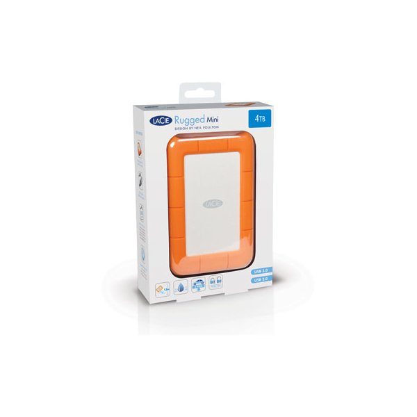 LaCie Rugged Mini, 2 TB, 3.2 Gen 1 (3.1 Gen 1), 5400 RPM, Orange, Silber