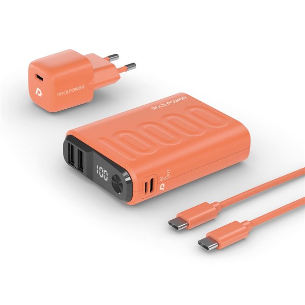 RealPower PB-10000, 10000 mAh, Lithium Polymer (LiPo), 22,5 W, Orange