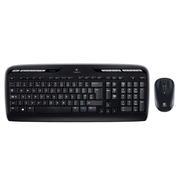 Logitech Wireless Combo MK330, Volle Größe (100%), Kabellos, USB, QWERTY, Schwarz, Maus enthalten