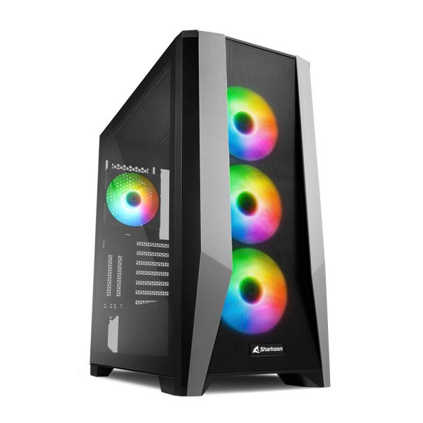 Sharkoon ELITE SHARK TG7M RGB, PC, Schwarz, ATX, EATX, micro ATX, Mini-ITX, Gaming, Multi, Taschenlüfter