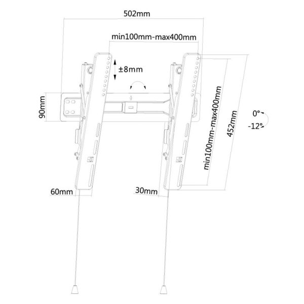 Neomounts Monitor-Wandhalterung, 81,3 cm (32"), 139,7 cm (55"), 100 x 100 mm, 400 x 400 mm, 0 - 12°, Schwarz