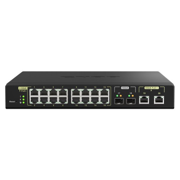 QNAP QSW-M2116P-2T2S, Managed, L2, 2.5G Ethernet, Vollduplex, Power over Ethernet (PoE), Rack-Einbau