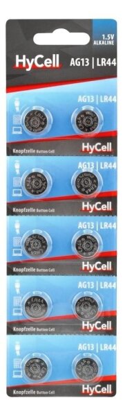 HyCell 1516-0132, Einwegbatterie, LR44, Alkali, 1,5 V, 10 Stück(e), Silber