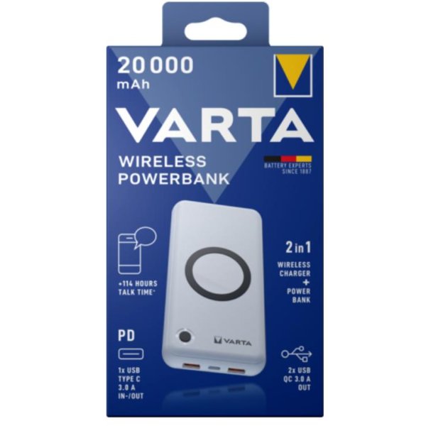 Varta 57909 101 111, 20000 mAh, Lithium Polymer (LiPo), Quick Charge 3.0, Kabelloses Aufladen, 3,7 V, 20 W