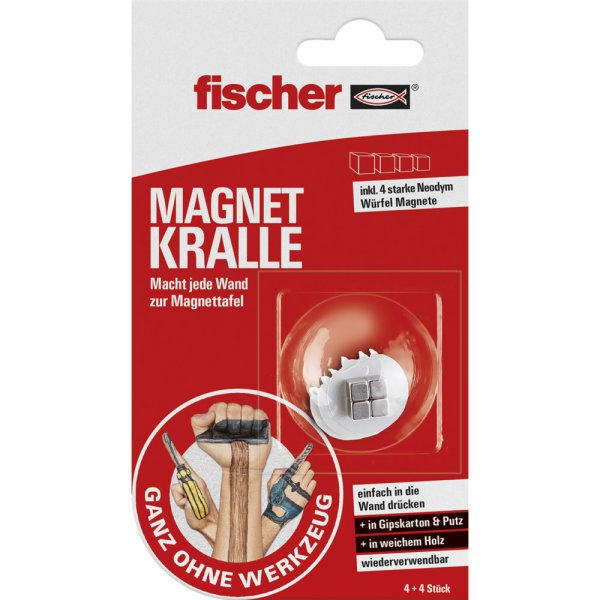 fischer MAGNET KRALLE, Passive Halterung, Tisch/Bank, Kühlschrank, Indoor, Grau