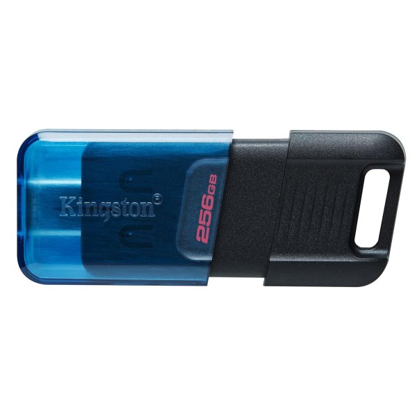 Kingston DataTraveler 256GB 80 M 200MB/s USB-C 3.2 Gen 1, 256 GB, USB Typ-C, 3.2 Gen 1 (3.1 Gen 1), 200 MB/s, Kappe, Schwarz, Blau