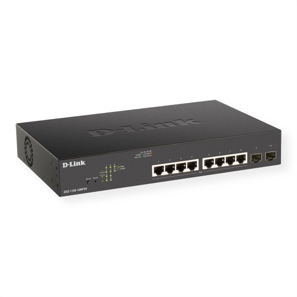 D-Link DGS-1100-10MPV2, Managed, L2, Gigabit Ethernet (10/100/1000), Power over Ethernet (PoE), Rack-Einbau, 1U