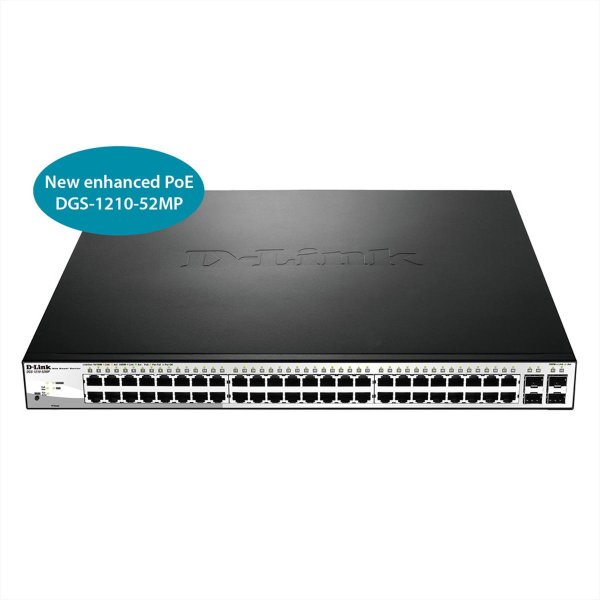 D-Link DGS-1210-52MP, Managed, L2, Gigabit Ethernet (10/100/1000), Vollduplex, Power over Ethernet (PoE)