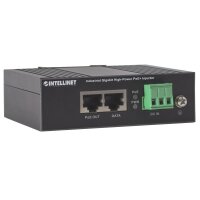 Intellinet Gigabit High-Power PoE+ Industrie-Injektor, 1 x 30 Watt-Port, IEEE 802.3at/af Power over Ethernet (PoE+/PoE), Metallgehäuse, Gigabit Ethernet, 10,100,1000 Mbit/s, IEEE 802.3, IEEE 802.3ab, IEEE 802.3af, IEEE 802.3at, IEEE 802.3u, Schwarz, PoE,