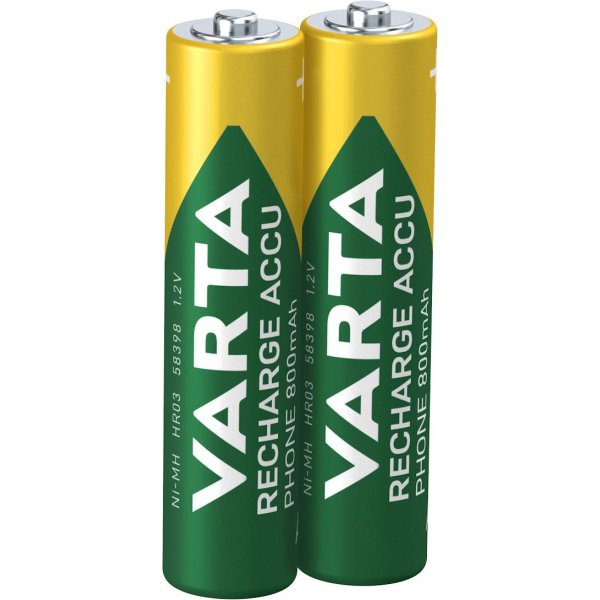 Varta -T398B, Wiederaufladbarer Akku, AAA, Nickel-Metallhydrid (NiMH), 1,2 V, 2 Stück(e), 800 mAh