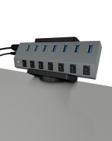 ICY BOX IB-MSA106-HH, USB-Hub, Passive Halterung, Drinnen, Schwarz