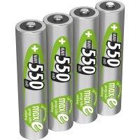 Ansmann Blister 4 X Accu, AAA, 550 mAh, AAA / HR03, Nickel-Metallhydrid (NiMH), 1,2 V, 550 mAh, Silber