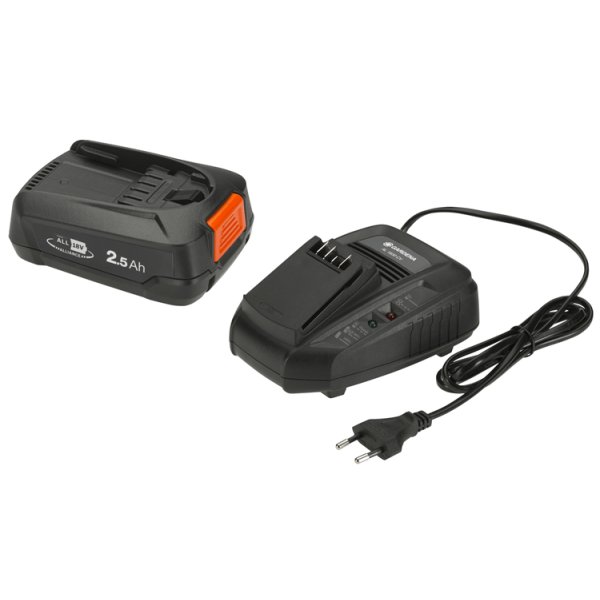 Gardena PBA 18V/45 + AL 1830 CV, Batterie- & Ladegerät-Set, Lithium-Ion (Li-Ion), 2,5 Ah, 18 V, Gardena, Schwarz, Orange