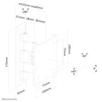 Neomounts TV/Monitor-Wandhalterung, 25,4 cm (10"), 68,6 cm (27"), 75 x 75 mm, 100 x 100 mm, 0 - 20°, Silber