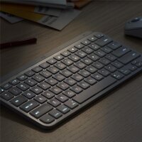 Logitech Mx Keys Mini For Business, Kabellos, RF Wireless + Bluetooth, Scherenschalter, QWERTY, LED, Grau