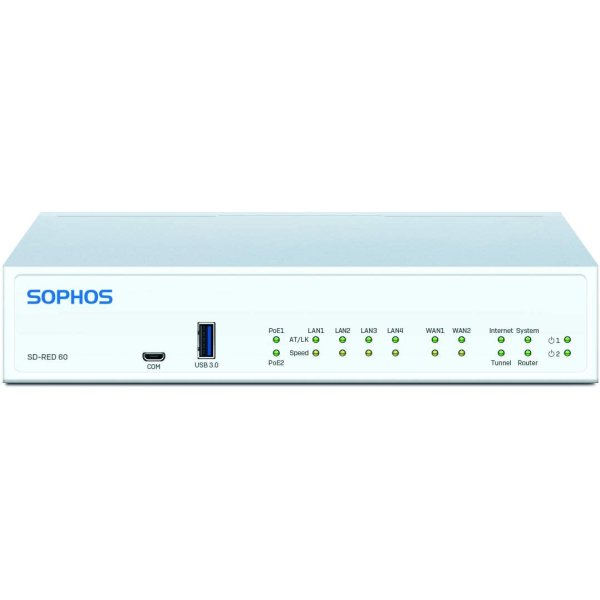 Sophos SD-RED 60, 850 Mbit/s, IEEE 802.3, IEEE 802.3ab, IEEE 802.3af, IEEE 802.3u, 10,100,1000 Mbit/s, 256-bit AES, Kabelgebunden, 30 W