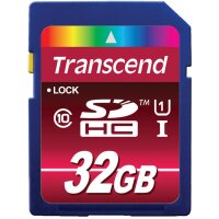 Transcend 32GB SDHC CL 10 UHS-1, 32 GB, SDHC, Klasse 10,...