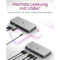 ICY BOX 10-in-1 USB4 Notebook DockingStation mit zweifacher Videoausgabe, Kabelgebunden, USB4, 100 W, 10,100,1000,2500 Mbit/s, Anthrazit, Schwarz, MicroSD (TransFlash), MicroSDHC, MicroSDXC, SD, SDHC, SDXC