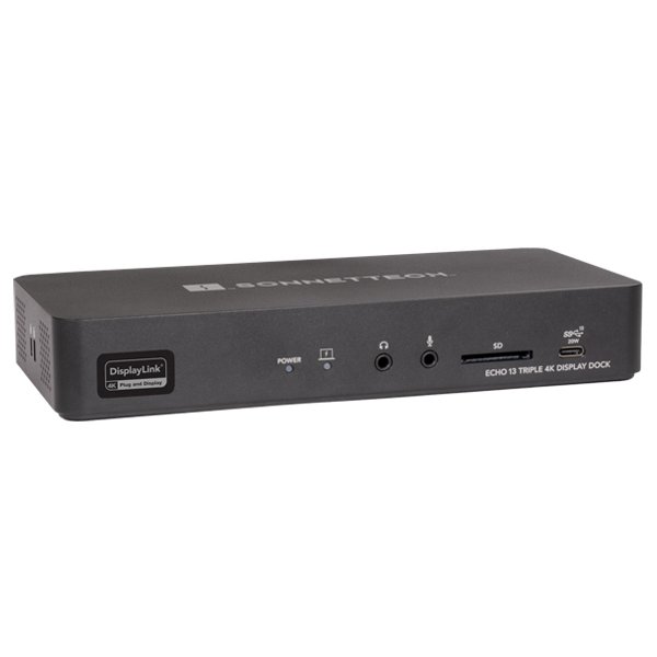 Sonnet Echo 13 Triple 4K Display Dock, Kabelgebunden, Thunderbolt, 3,5 mm, 10,100,1000 Mbit/s, Schwarz, SD