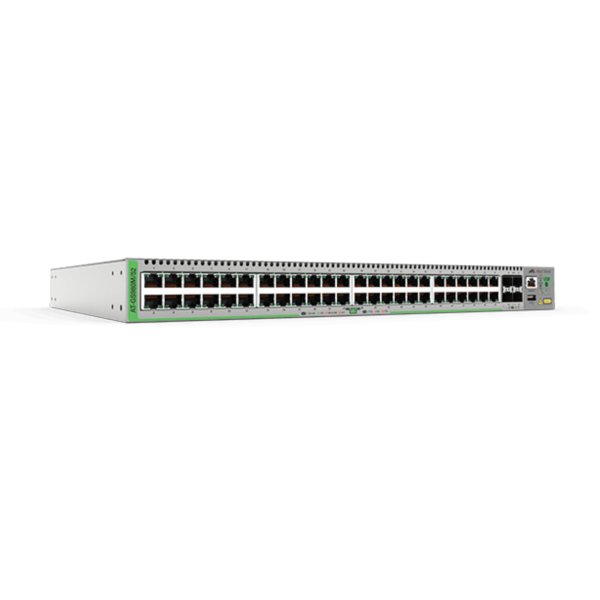 Allied Telesis AT-GS980M/52-50, Managed, Gigabit Ethernet (10/100/1000), 100 Gigabit Ethernet, Vollduplex, Rack-Einbau, Wandmontage