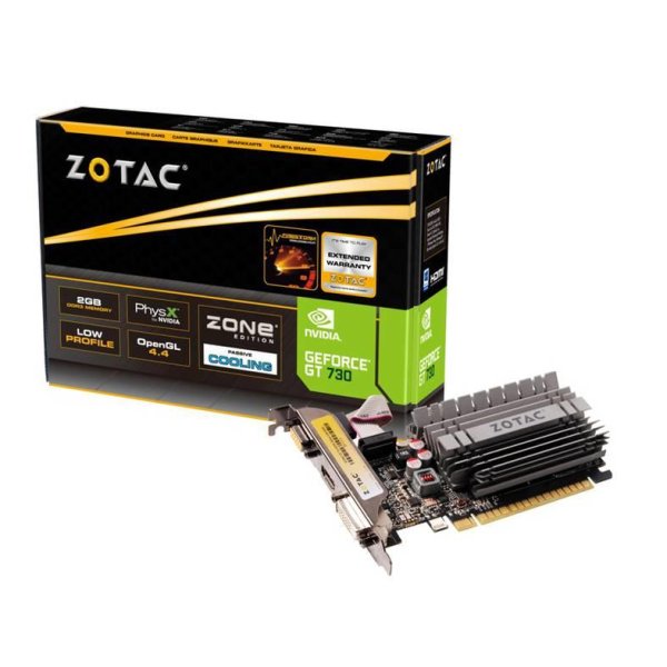 ZOTAC GeForce GT 730 2GB, GeForce GT 730, 2 GB, GDDR3, 64 Bit, 2560 x 1600 Pixel, PCI Express x16 2.0