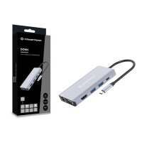 Conceptronic DONN20G 10-in-1 USB 3.2 Gen 1 Dockingstation, HDMI, VGA, USB-A 3.0 x 3, SD, TF/MicroSD, Audio, GbE LAN, 100W USB PD, Kabelgebunden, USB 3.2 Gen 1 (3.1 Gen 1) Type-C, 100 W, 10,100,1000 Mbit/s, Grau, MicroSD (TransFlash), SD